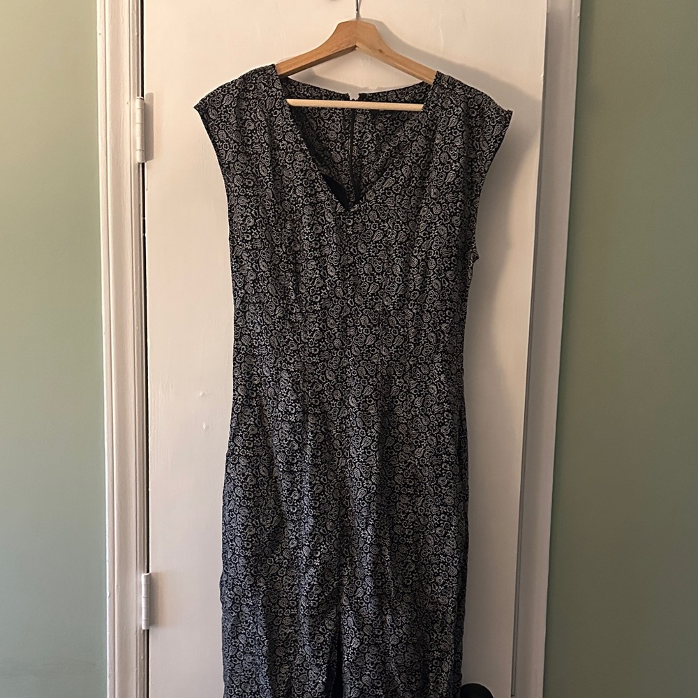 Madewell Navy and Gray Patterned Dress